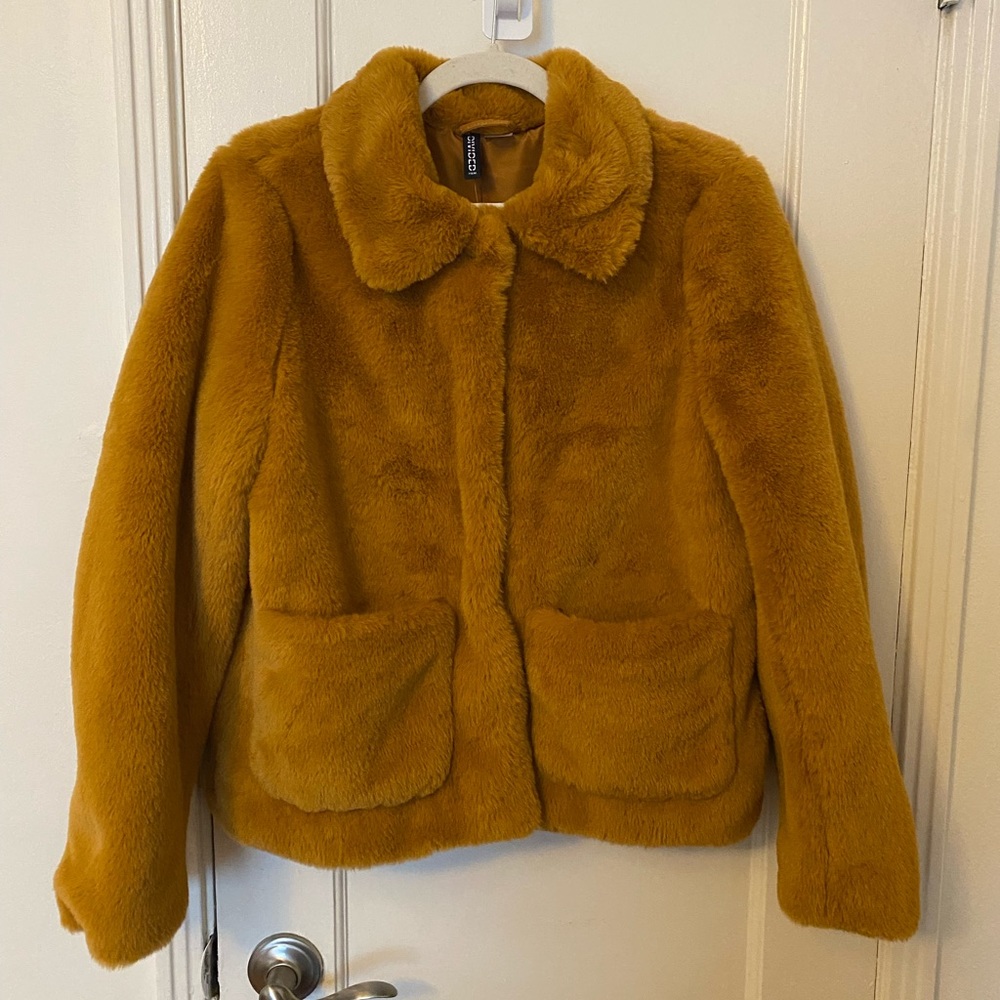 H&M Mustard Faux Fur Jacket